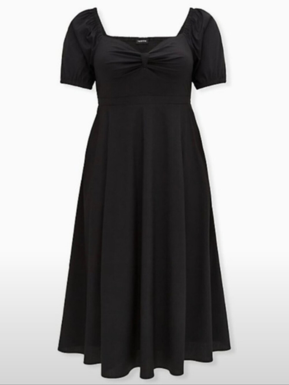 Torrid BLACK POPLIN PUFF SLEEVE MIDI DRESS 2x plus little black dress lbd